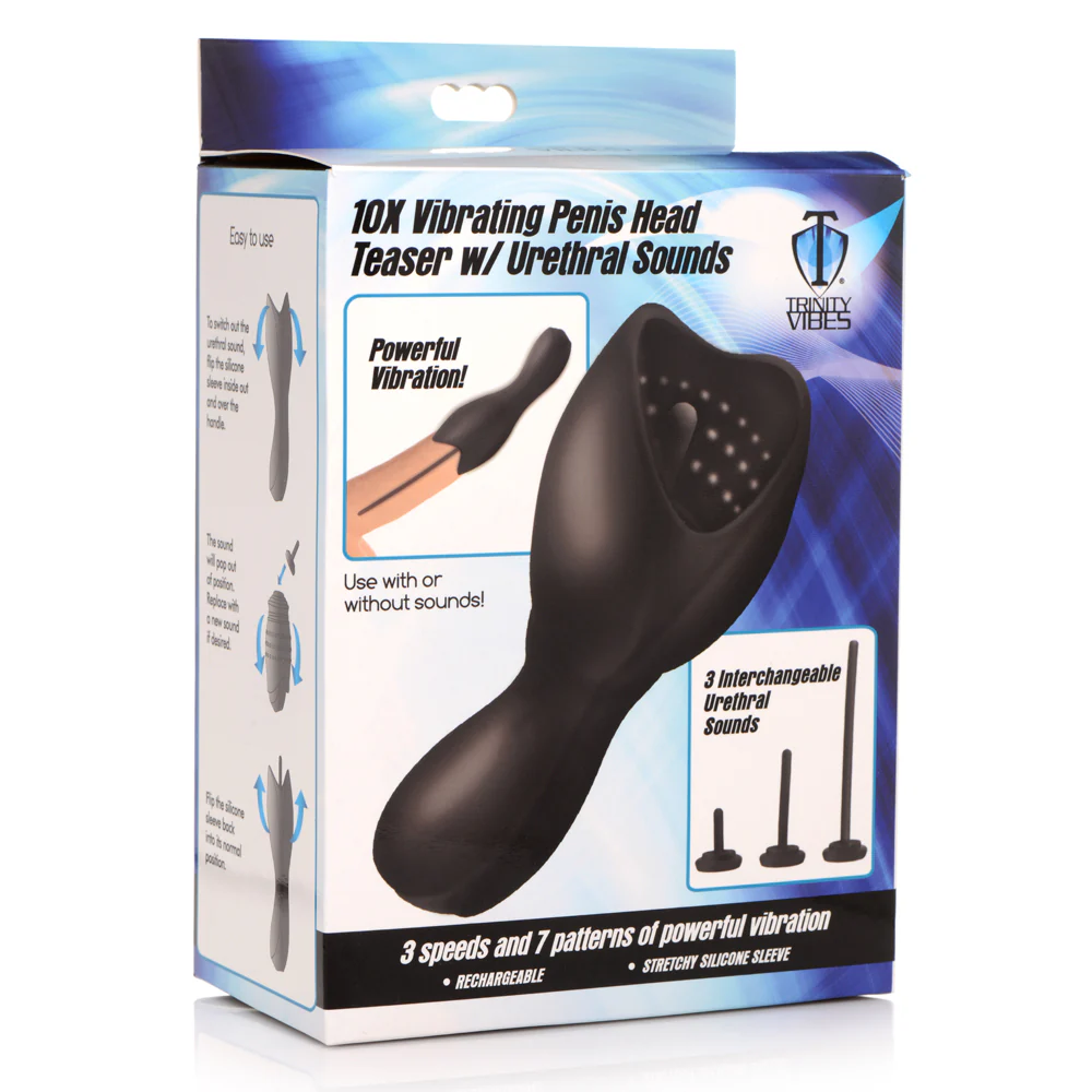 10X Vibrating Penis Head Teaser With Urethral Sounds - Image 11
