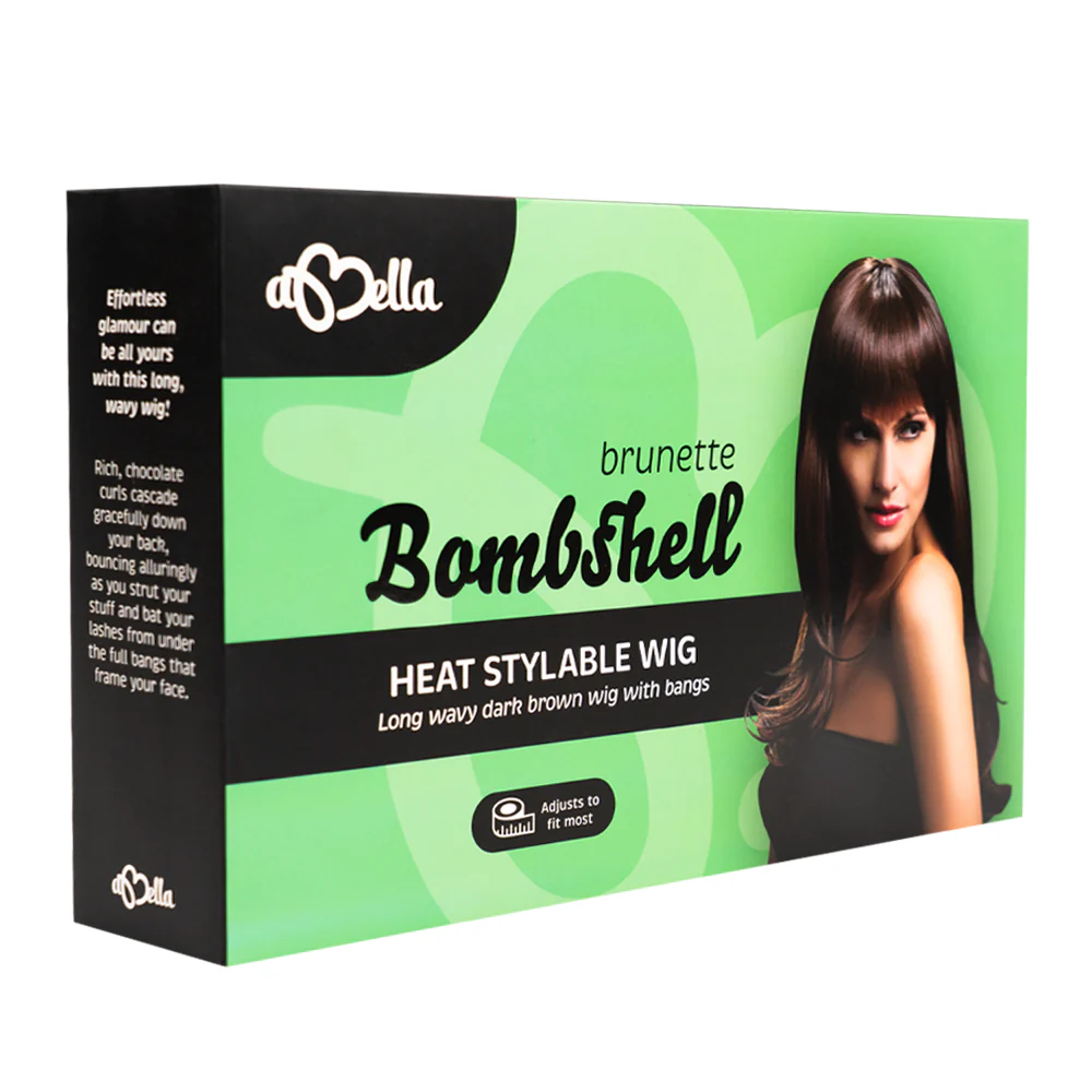 Abell'a Brunette Bombshell 60cm Wavy Synthetic Wig With Bangs - Image 3