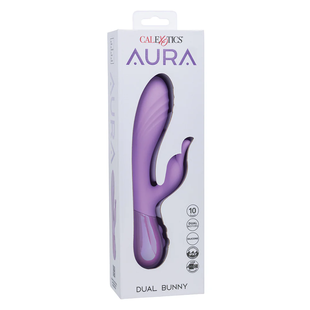 Aura Dual Bunny Ribbed Silicone G-Spot Rabbit Vibrator - Image 6