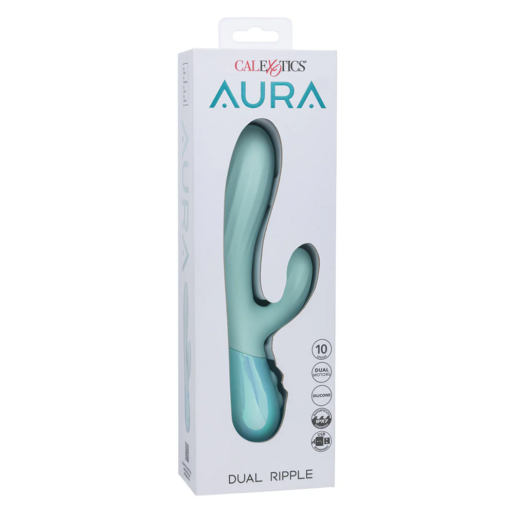 Aura Dual Ripple Ribbed Silicone G-Spot Rabbit Vibrator - Image 6