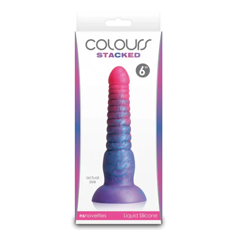 Colours Stacked 6" Ribbed Liquid Silicone Dildo With Suction Cup - Image 3