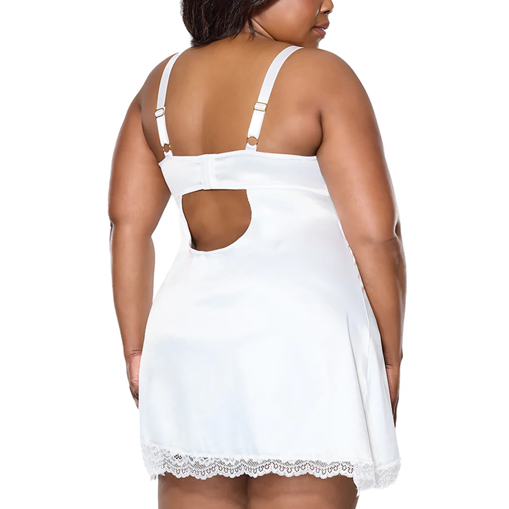 Coquette Ever After Asymmetrical Satin & Lace Chemise - Curvy - Image 6