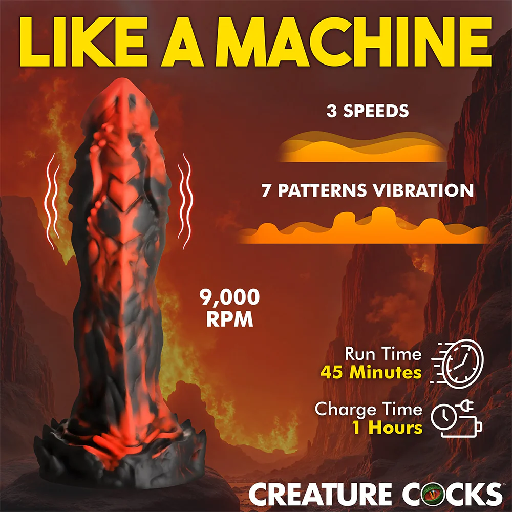 Creature Cock Inferno Rippled Vibrating Remote Control Dildo - Image 5