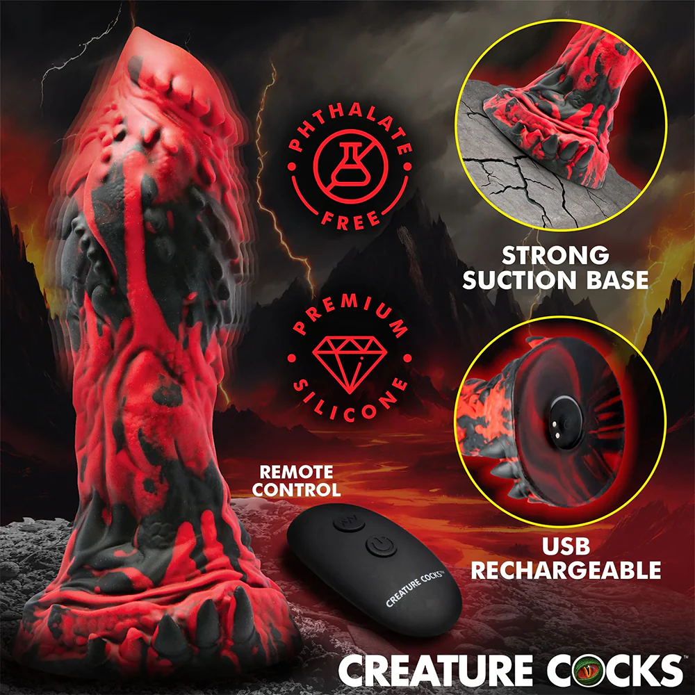Creature Cock Inferno Rippled Vibrating Remote Control Dildo - Image 6