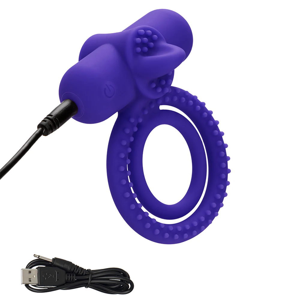 Dual Climaxer Rechargeable Vibrating Textured Silicone Cock Ring - Image 8