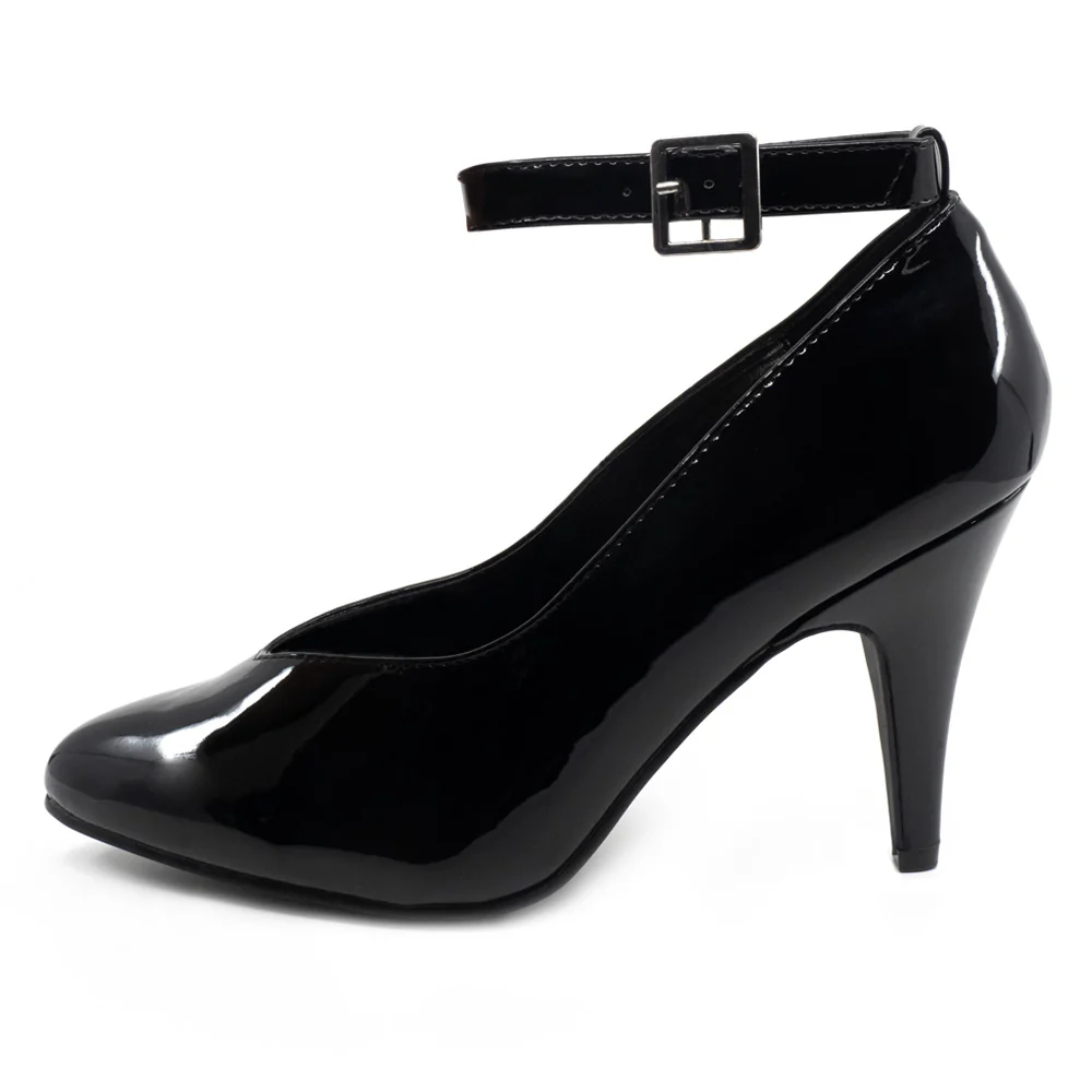 Ellie Shoes 4" D-Width Wide-Fit Patent Ankle Strap Pump - Image 3