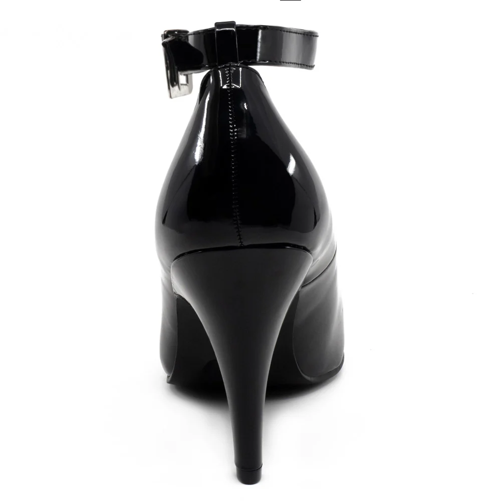 Ellie Shoes 4" D-Width Wide-Fit Patent Ankle Strap Pump - Image 4