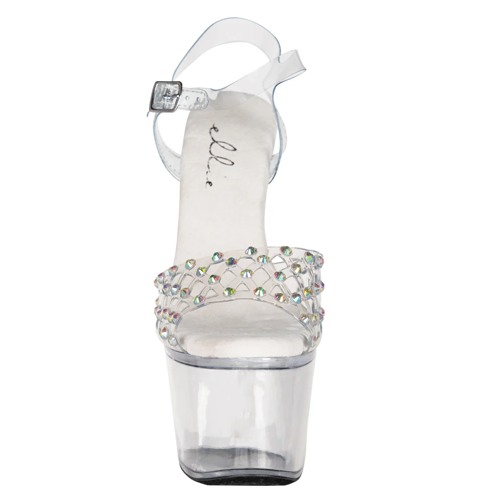 Ellie Shoes Simone 7" Stiletto Rhinestone Platform Sandals - Image 3