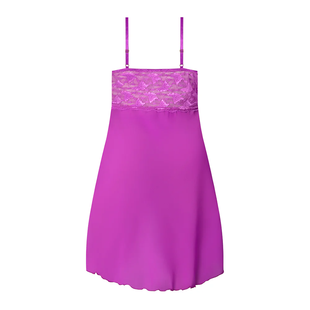 Exposed Butterfly Fantasies UV Lace Split-Front Gown & Thong - Curvy - Image 7
