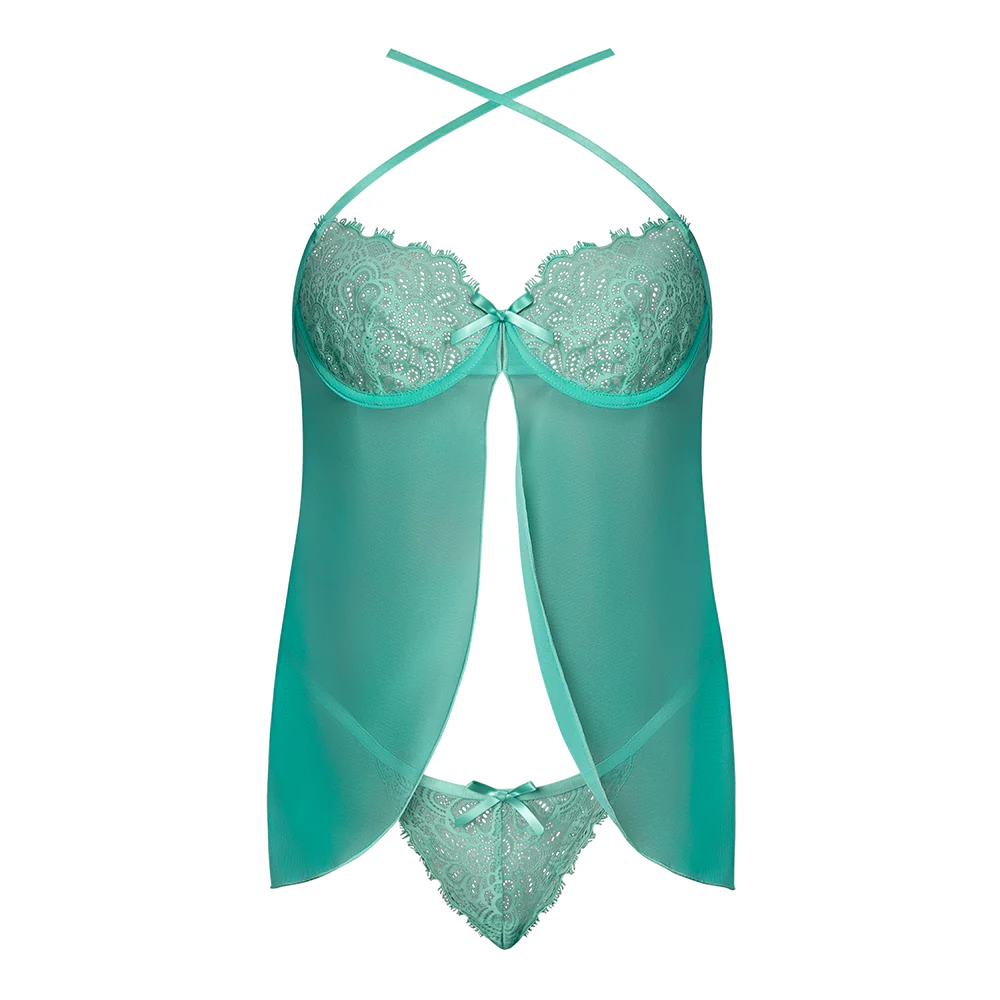 Exposed Caribbean Crush Flutter Lace & Mesh Babydoll & Thong - Image 6