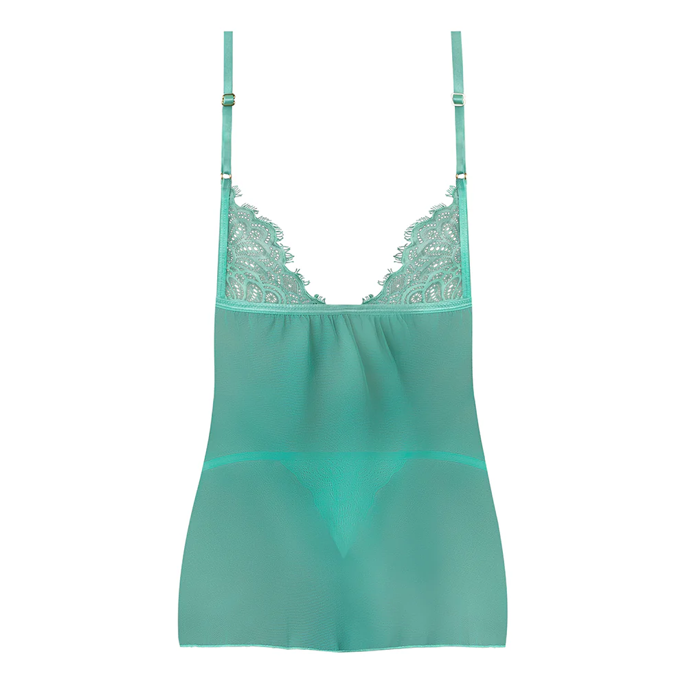 Exposed Caribbean Crush Flutter Lace & Mesh Babydoll & Thong - Image 7