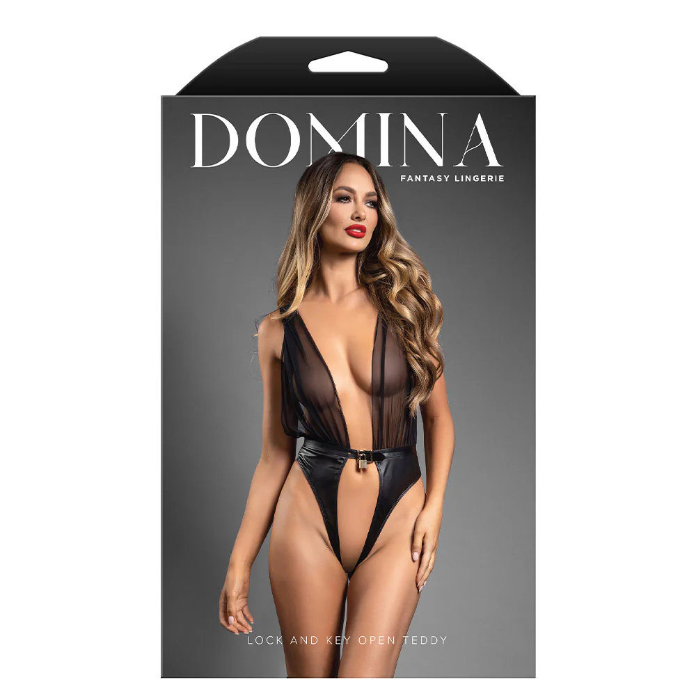 Fantasy Lingerie Domina Lock & Key Open-Crotch Teddy - Image 4