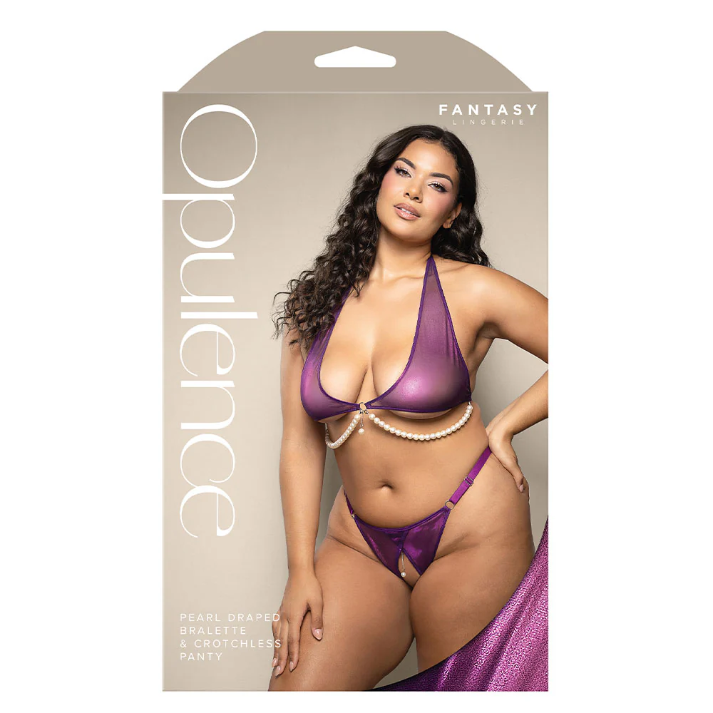 Fantasy Lingerie Opulence Pearl Draped Crotchless Lingerie Set - Curvy - Image 7
