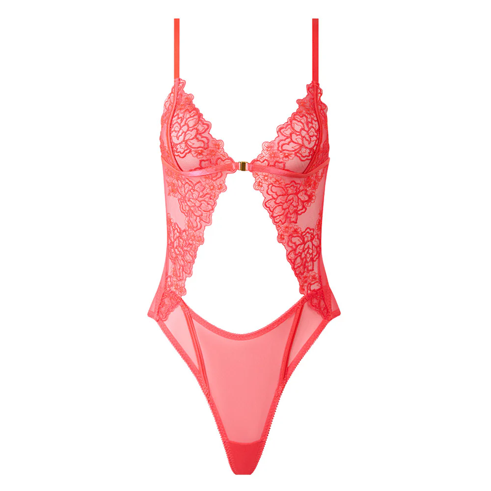 House of Desire Eden Embroidered Lace & Mesh Cutout Teddy - Image 7