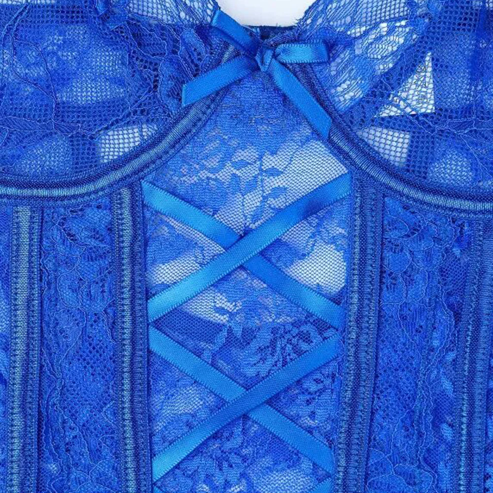 JSY Sheer Lace Criss-Cross Underwire Teddy - Image 6