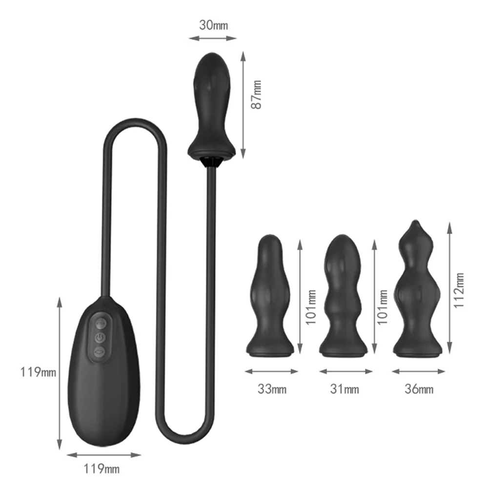 Leto Hyper Bloom Inflatable & Vibrating Silicone Anal Plug Kit - Image 6