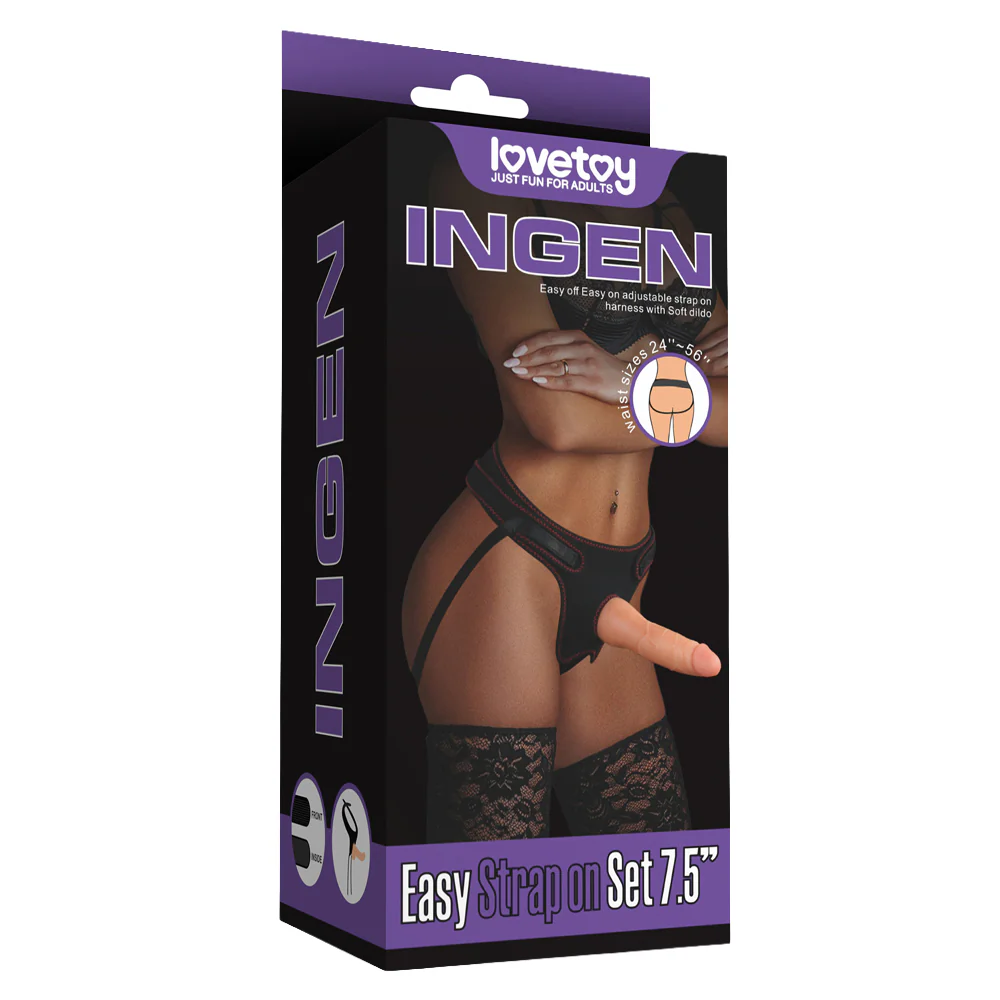 Lovetoy Ingen Easy Velcro Strap-On Harness & 7.5" Dildo Set - Image 12