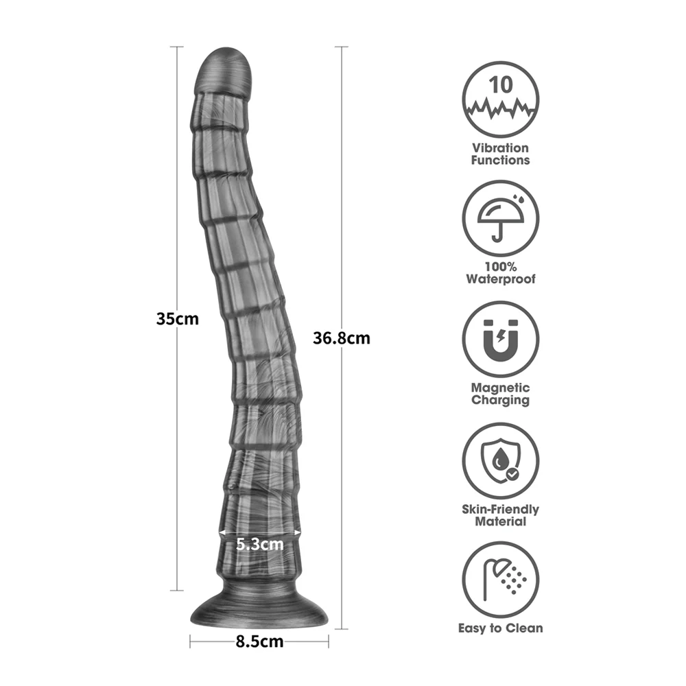 Lovetoy King-Sized 14.5" Vibrax Slider Vibrating Ribbed Dildo - Image 6