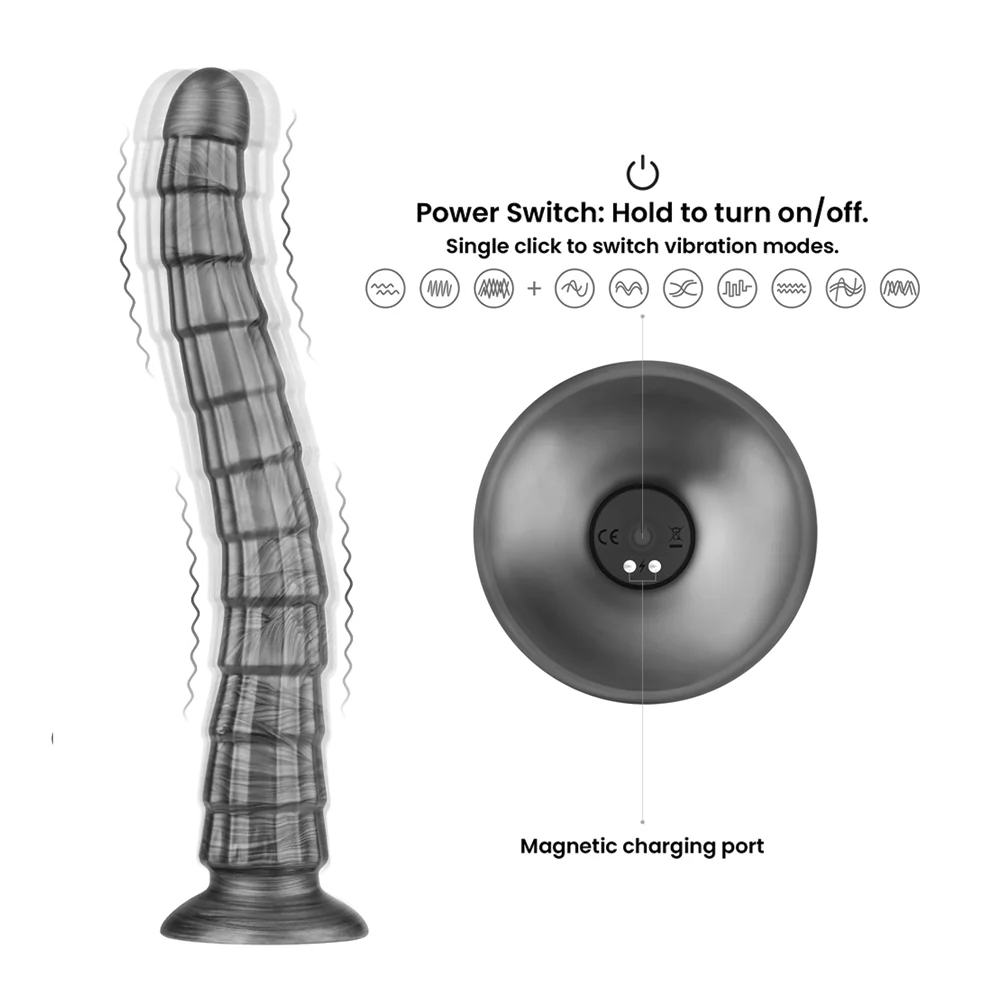 Lovetoy King-Sized 14.5" Vibrax Slider Vibrating Ribbed Dildo - Image 7