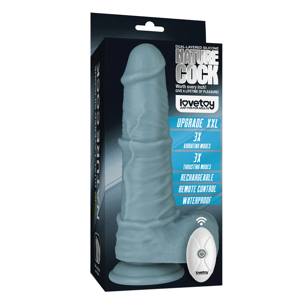 Lovetoy Nature Cock Dual-Layered Silicone Thrusting Vibrating Dildo - Image 9