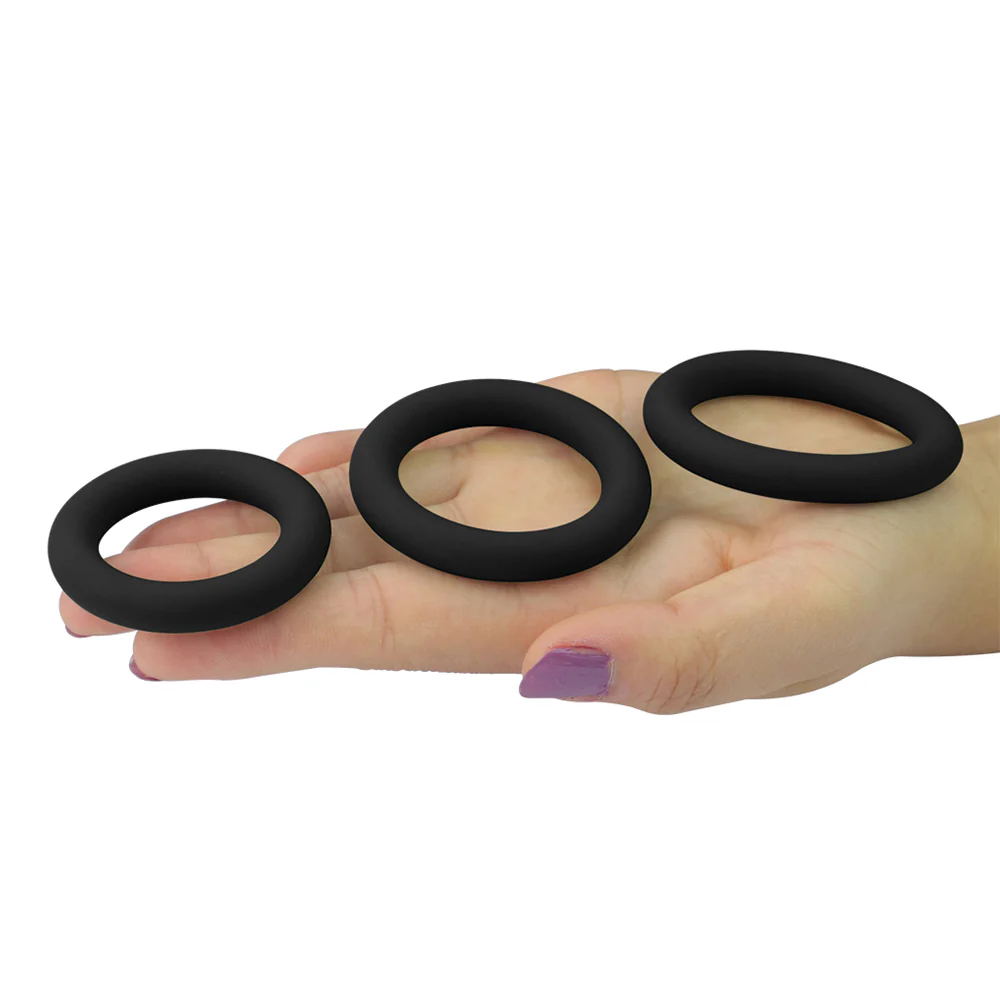 Lovetoy Power Plus Soft Silicone Cock Ring 3-Piece Set - Image 3