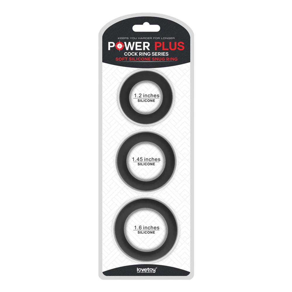 Lovetoy Power Plus Soft Silicone Cock Ring 3-Piece Set - Image 5