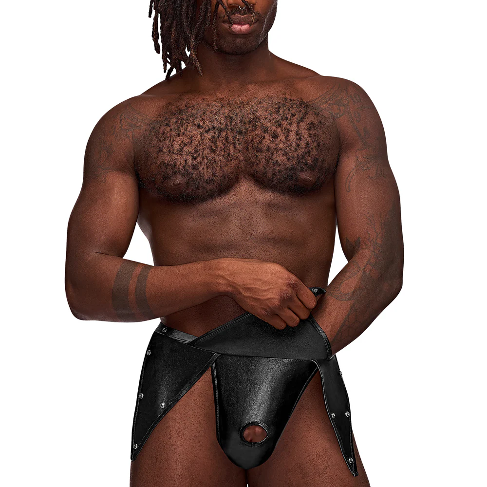 Male Power Fetish Eros Wet Look Gladiator Kilt Thong - Image 5