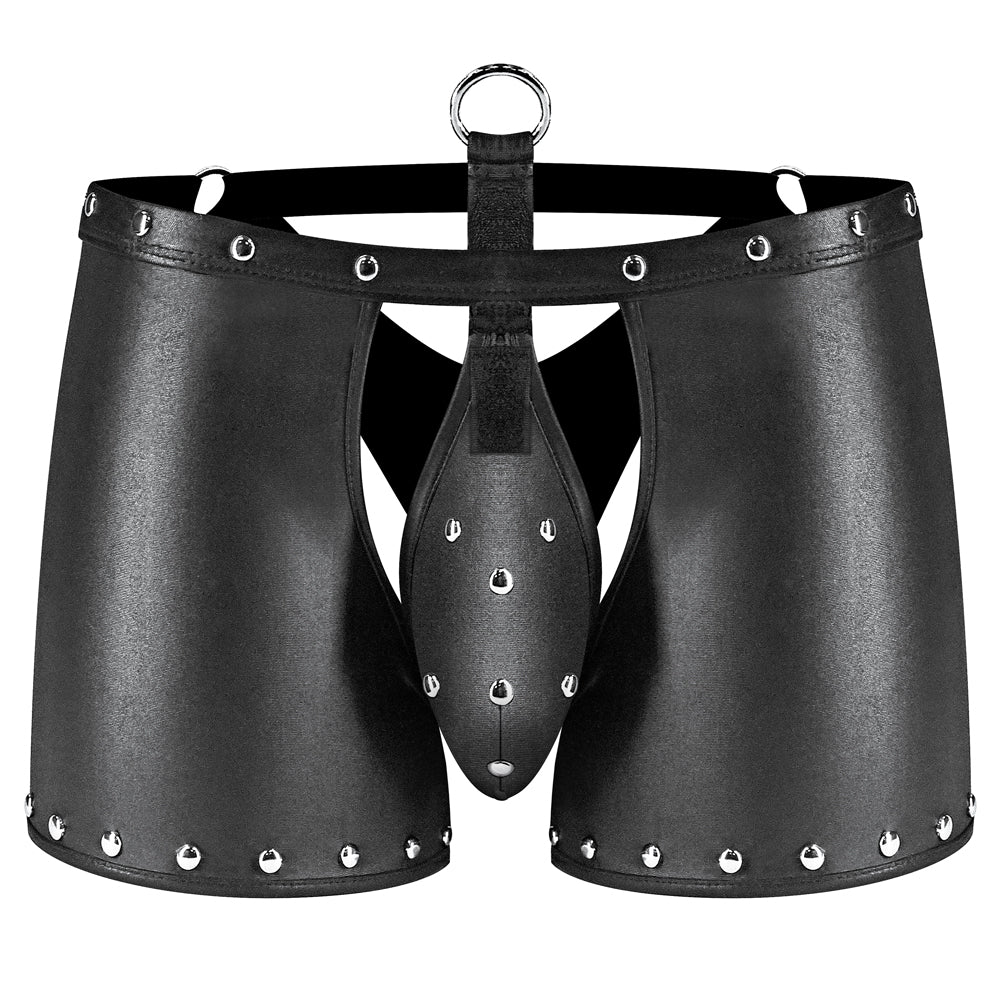 Male Power Fetish Poseidon Wet Look Crotchless Backless Chap Shorts - Image 3
