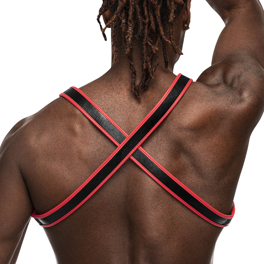 Male Power Leo Faux Leather Studded Chest Harness - Image 2