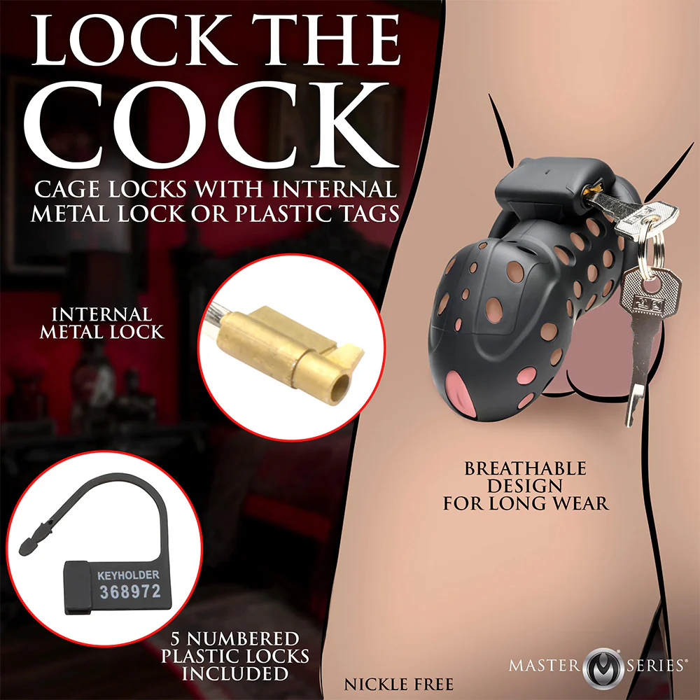 Master Series Lock Down Breathable Plastic Chastity Cock Cage - Image 2