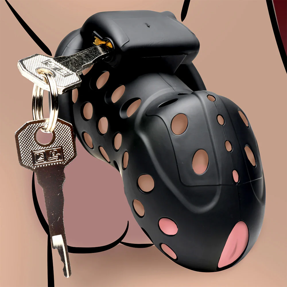 Master Series Lock Down Breathable Plastic Chastity Cock Cage - Image 4