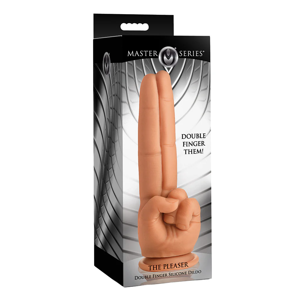 Master Series The Pleaser Double Finger Silicone Dildo - Image 6