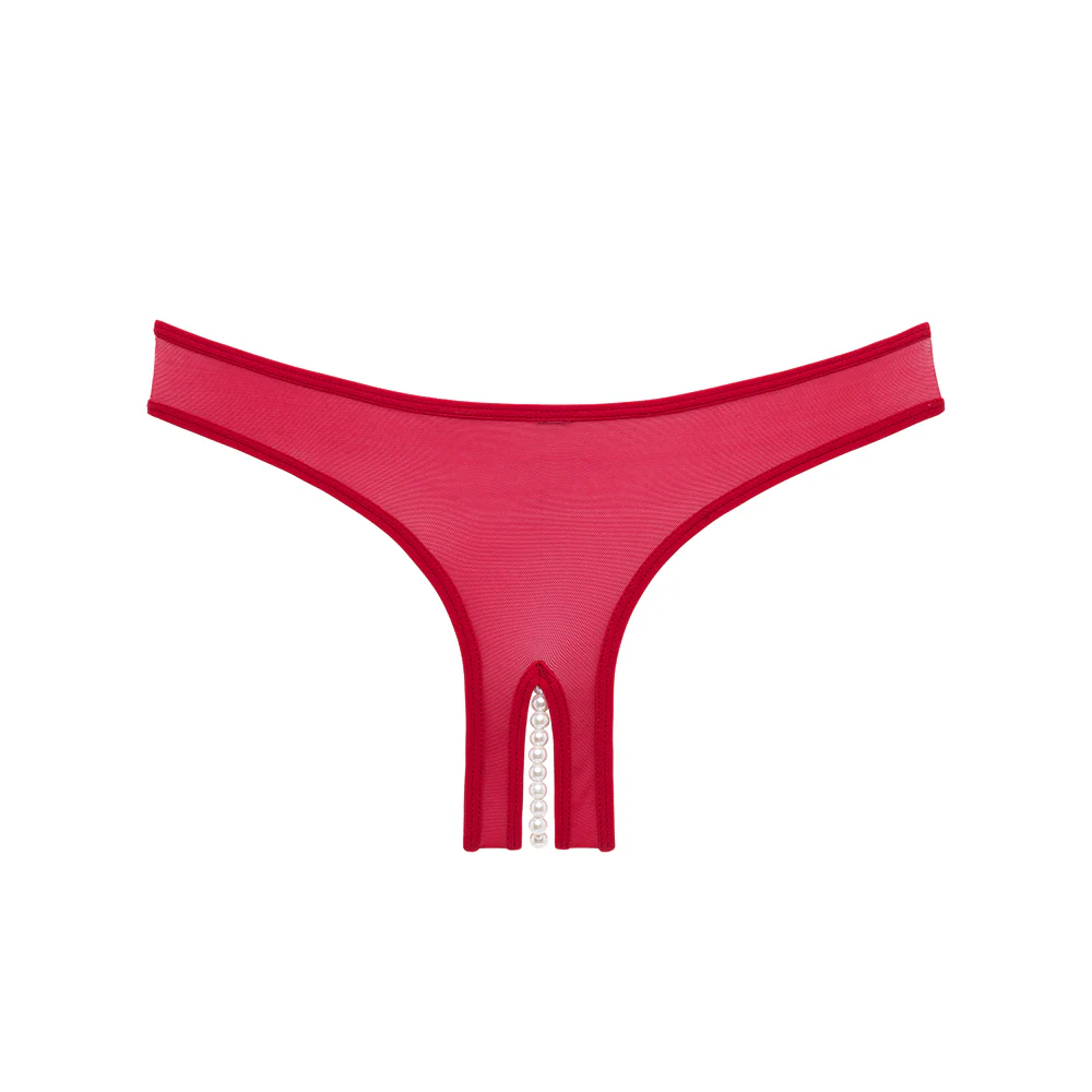 Oh La La Cheri Paradise Crotchless Lace & Mesh Pearl Thong - Image 11