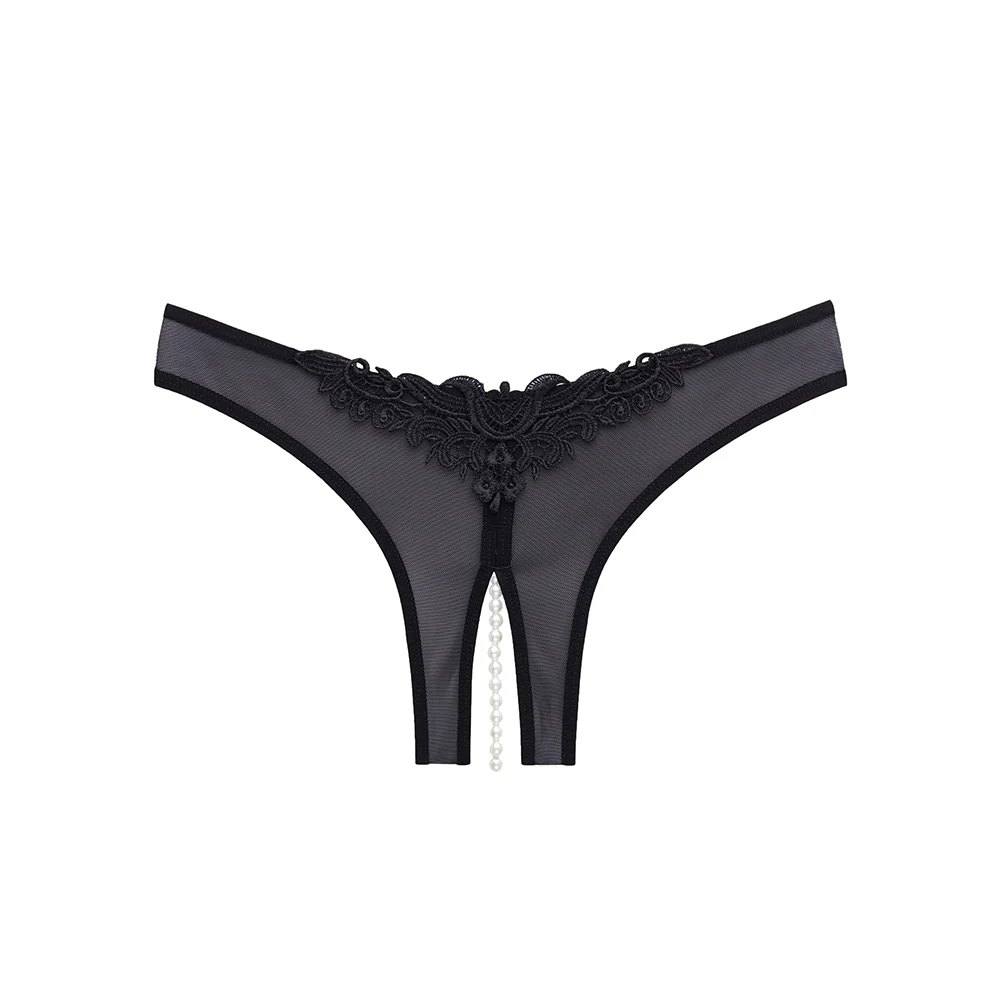 Oh La La Cheri Paradise Crotchless Lace & Mesh Pearl Thong - Image 3