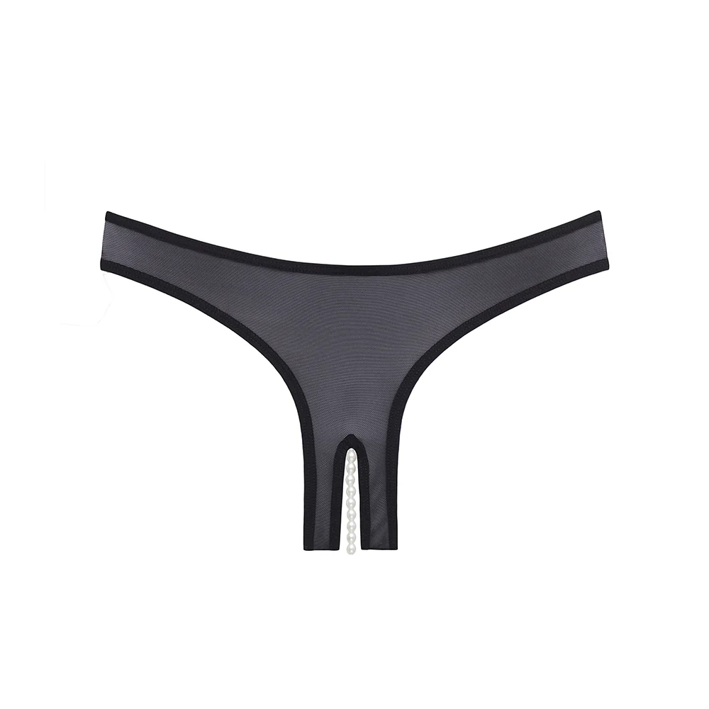 Oh La La Cheri Paradise Crotchless Lace & Mesh Pearl Thong - Image 4