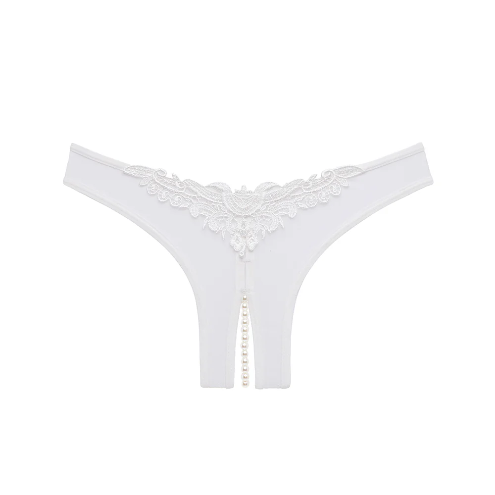 Oh La La Cheri Paradise Crotchless Lace & Mesh Pearl Thong - Image 7