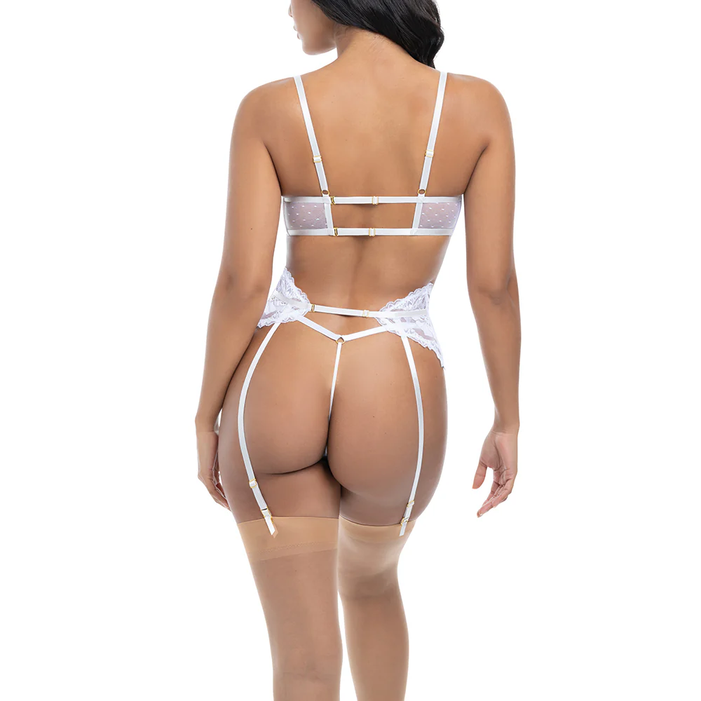 Oh La La Cheri Portia Sheer Lace Bra, Garter Belt & Thong Lingerie Set - Image 2