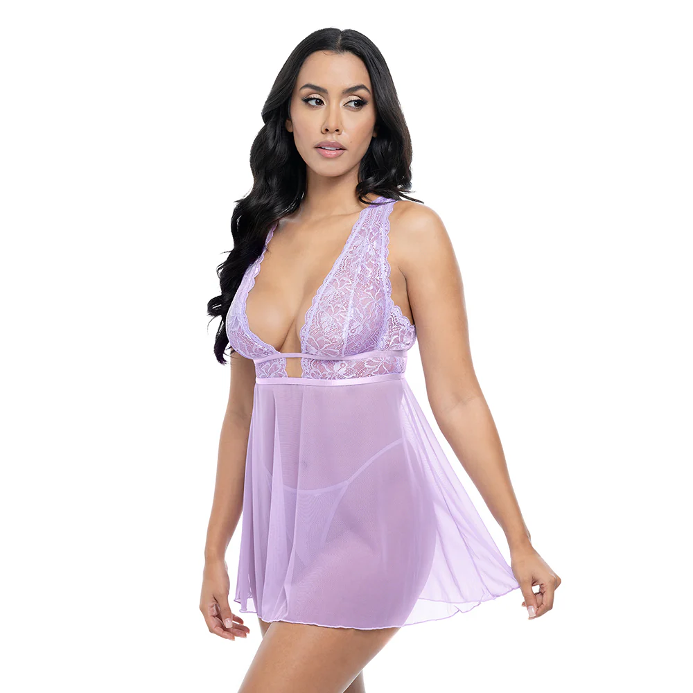 Oh La La Cheri Stassi Sheer Lace & Mesh Babydoll & G-String - Image 3