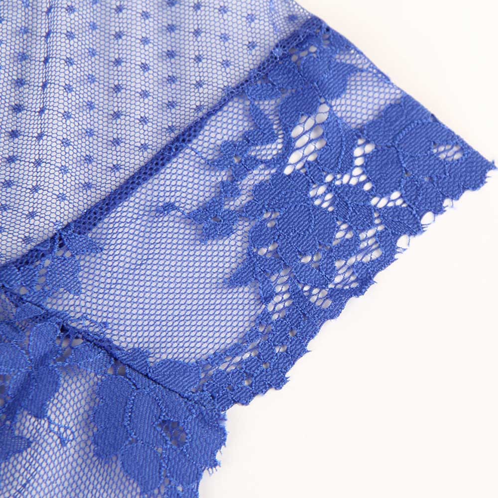 Oh Yeah Corset Back Sheer Polka Dot Mesh & Lace Panty - Image 12