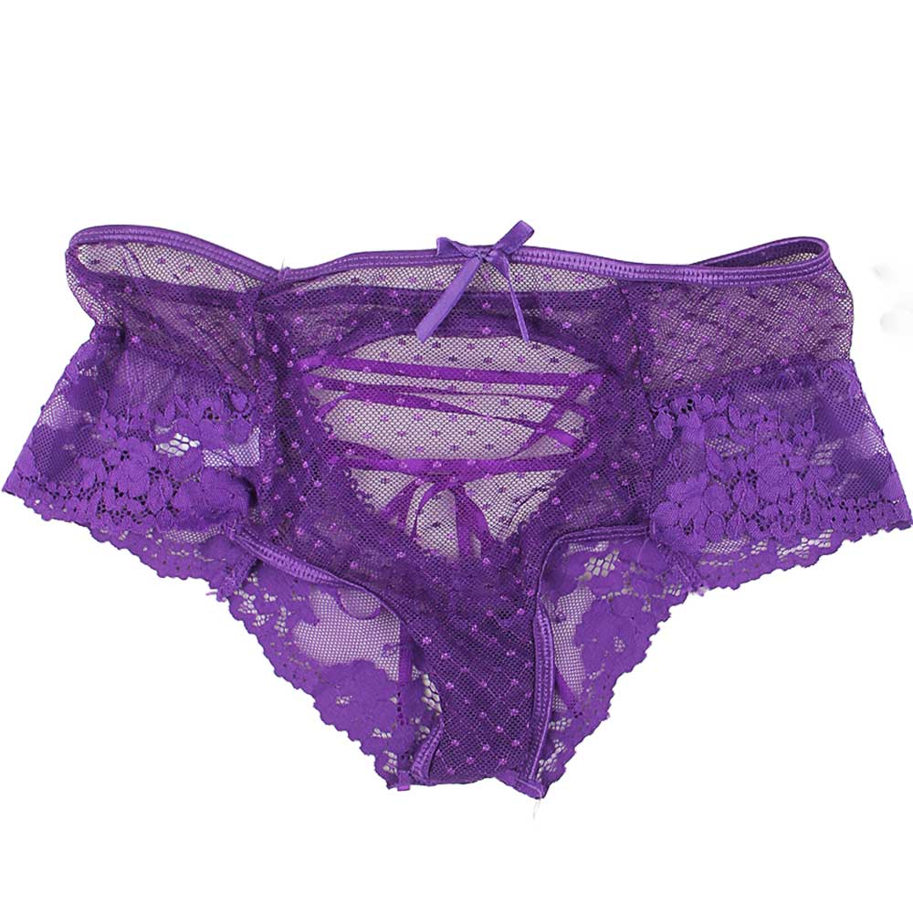 Oh Yeah Corset Back Sheer Polka Dot Mesh & Lace Panty - Image 13