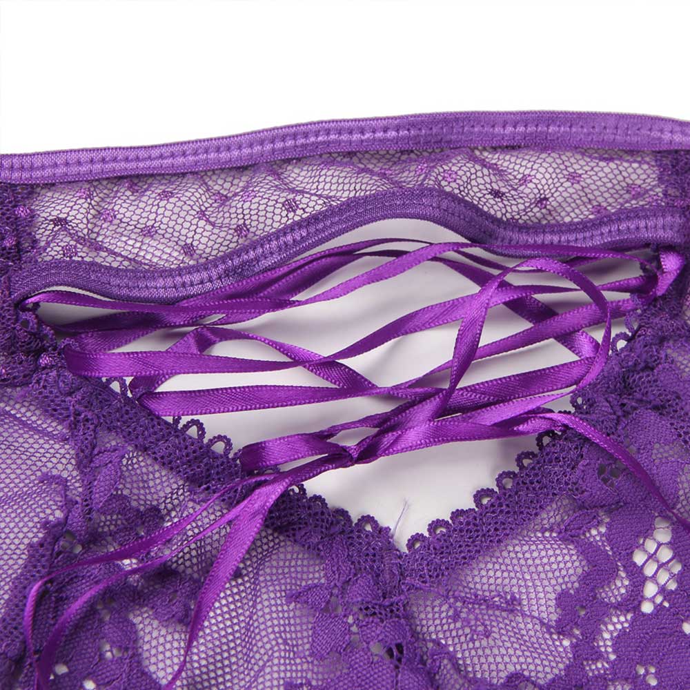 Oh Yeah Corset Back Sheer Polka Dot Mesh & Lace Panty - Image 14