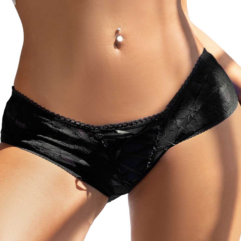 Oh Yeah Crotchless Corset Front Sheer Lace Panty - Image 5