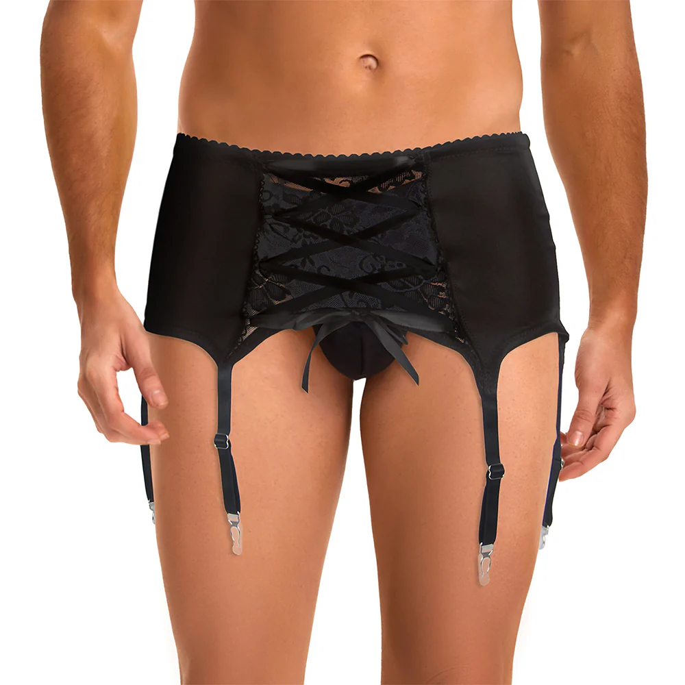 Oh Yeah Lace & Mesh Corset Triple Suspender Garter Belt - Image 4