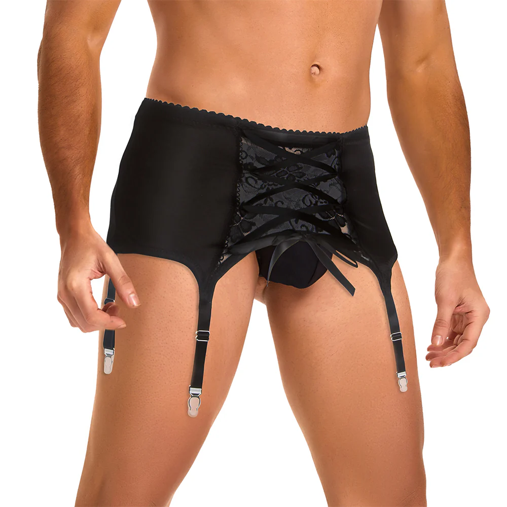 Oh Yeah Lace & Mesh Corset Triple Suspender Garter Belt - Image 5