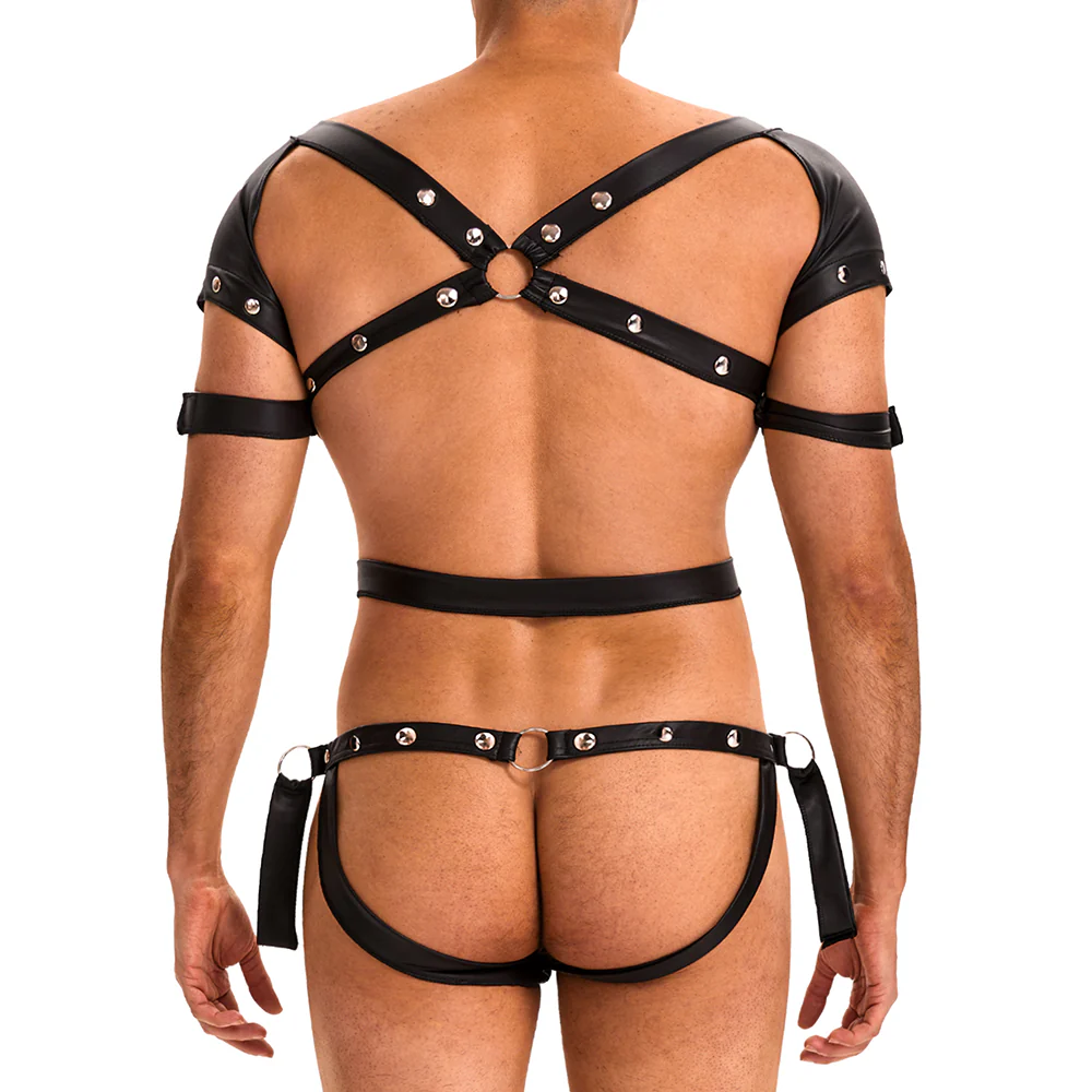 Oh Yeah Wet Look Full Body Jockstrap Harness With Cuffs - Image 3