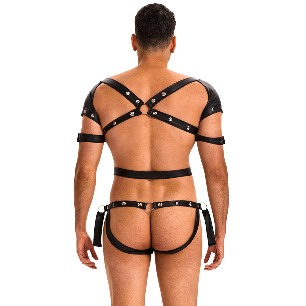 Oh Yeah Wet Look Full Body Jockstrap Harness With Cuffs - Image 6
