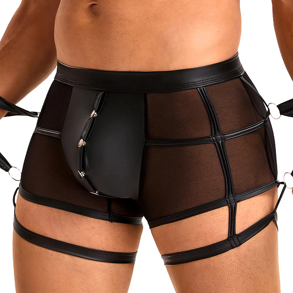 Oh Yeah Wet Look Mesh Boxers With Cuffs - Image 2