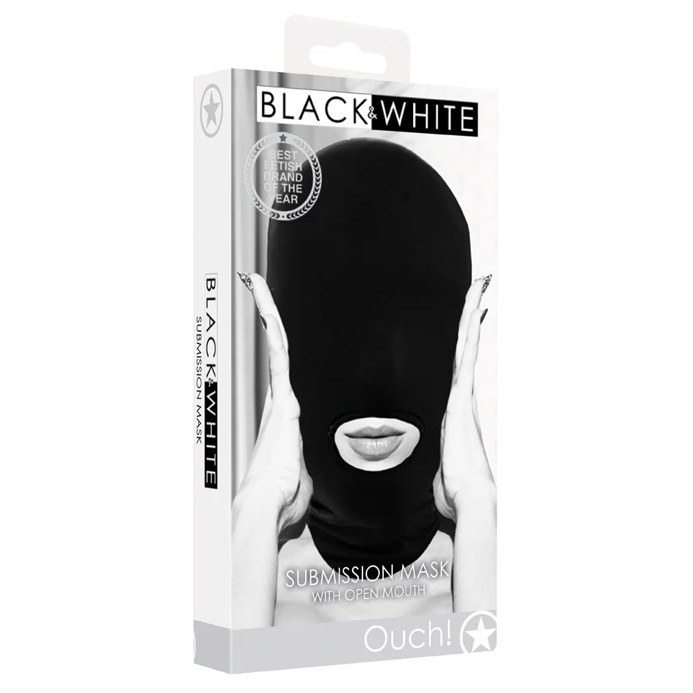 Ouch! Black & White Submission Mask With Open Mouth - Image 3