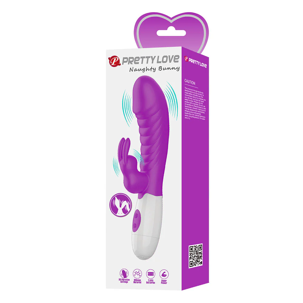 Pretty Love Naughty Bunny 30-Mode Ribbed Silicone Rabbit Vibrator - Image 5