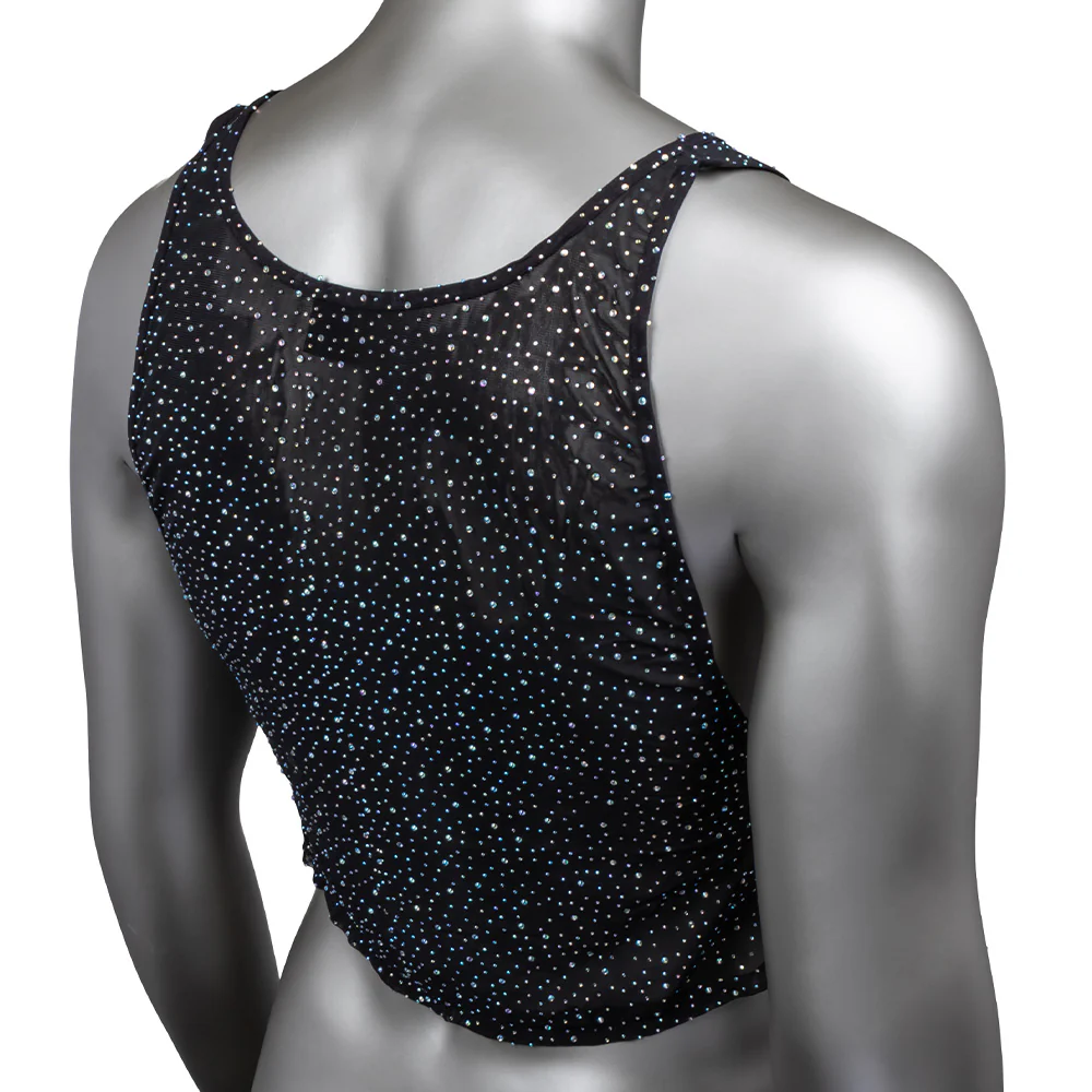 Radiance Sparkle Rhinestone Mesh Muscle Tank Top - Image 4